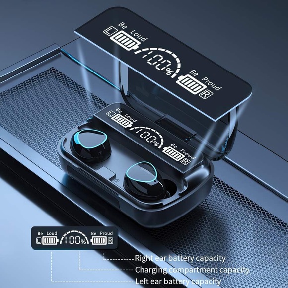 Bluetooth Wireless Earbuds in Black, Wireless Stereo Noise Reduction Headphones - Picture 4 of 7